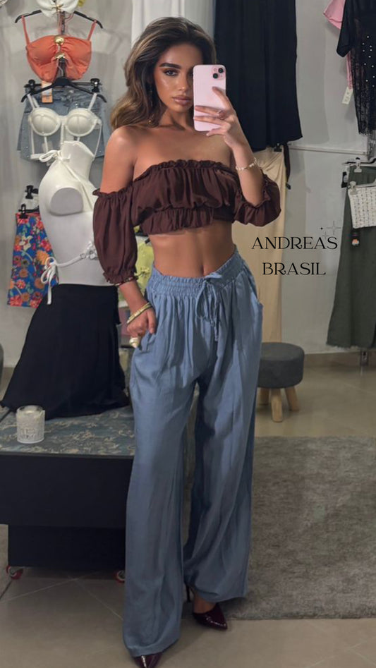 Pantalón lino vaquero