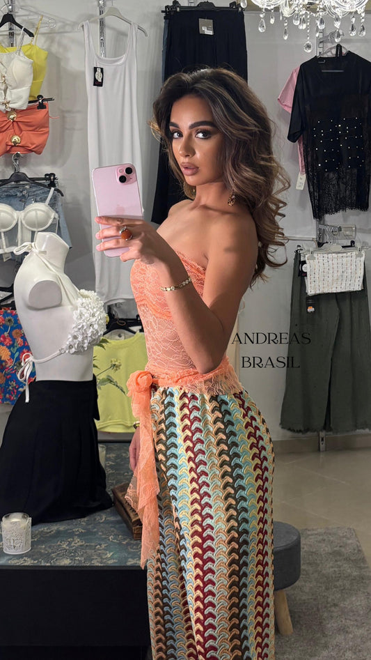 Top encaje astrae naranja