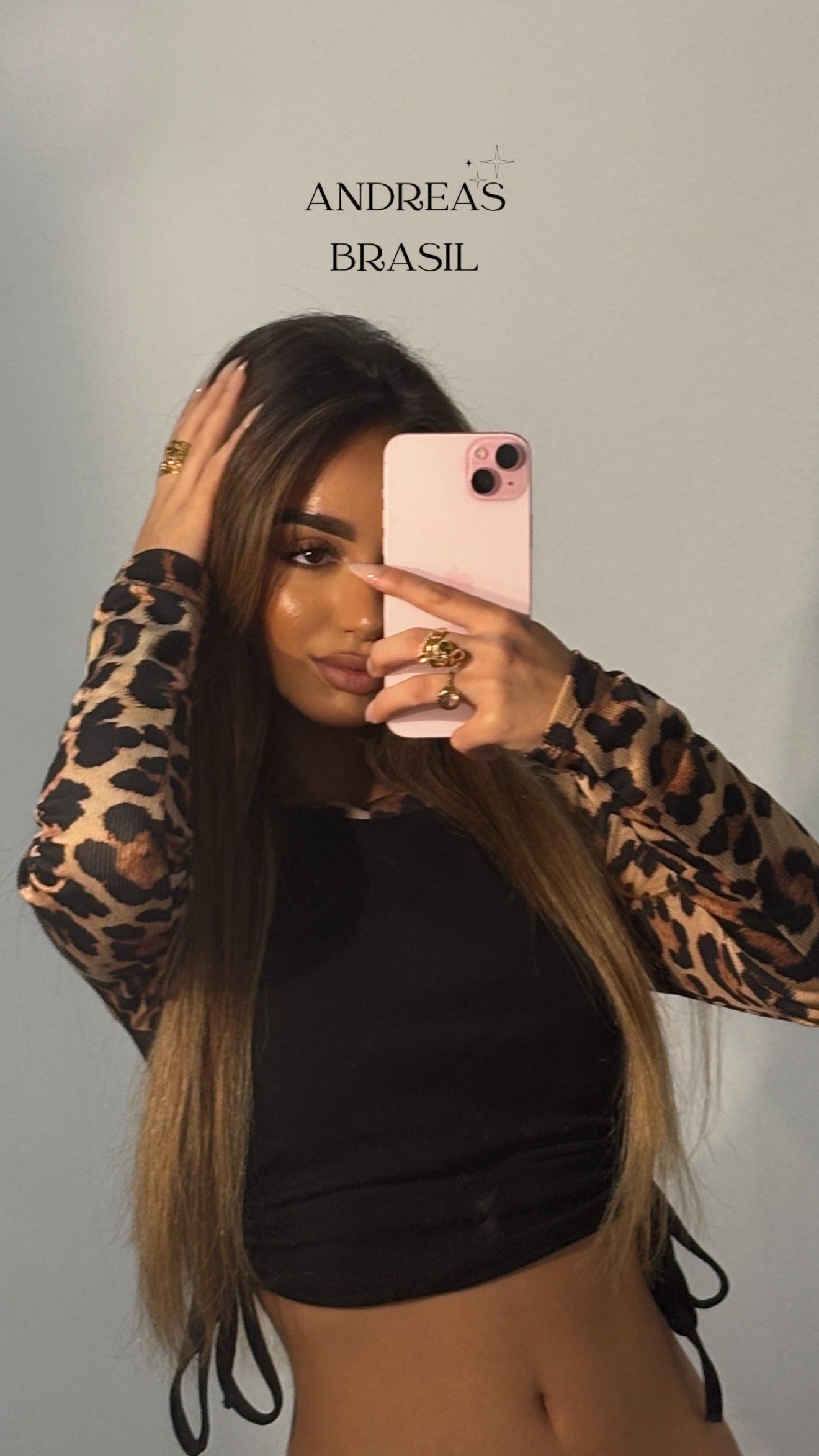 Top leopardo frunce negro