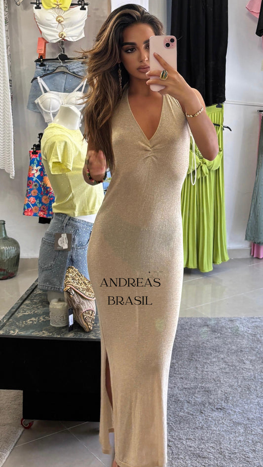 Vestido safir dorado